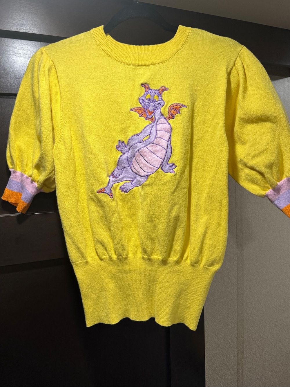 Disney Figment Knit Sweater Womens M Yellow Embroidered The Dress Shop